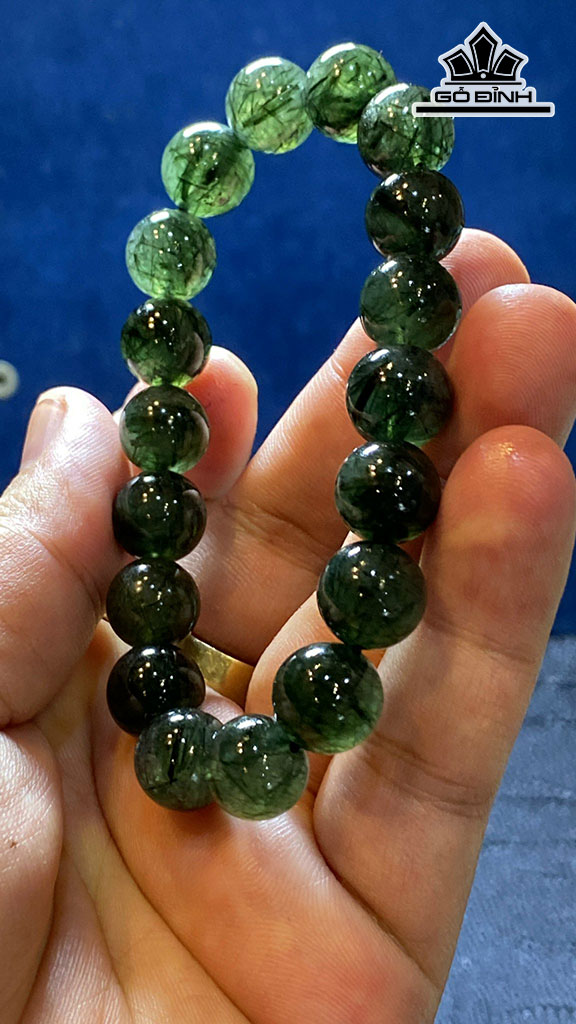 Vòng Tay Đá Thạch Anh Tóc Xanh Đường Kính Hạt 11,8 (mm) 38,5gr