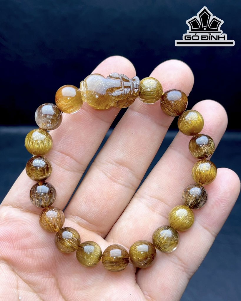 Vòng Tay Đá Thạch Anh Tóc Đỏ Đường Kính Hạt 10 (mm) 32,5gr