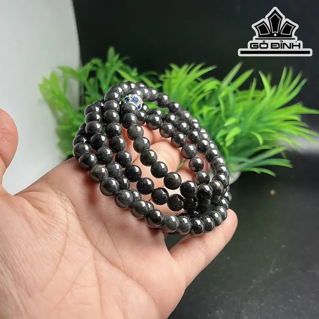 Chuỗi Đá Thạch Anh Tóc Đen Đường Kính Hạt 7 (mm)