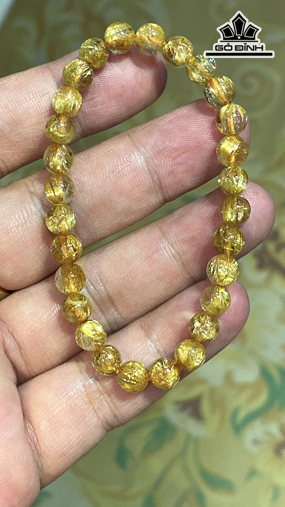 Vòng Tay Đá Thạch Anh Tóc Vàng Đường Kính Hạt 6,3 (mm) 10gr