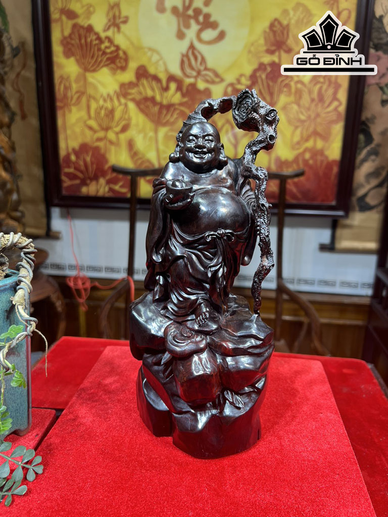 Tượng Phật Di Lặc Gỗ Trắc Cao 30 Ngang 13 Sâu 13 (cm)