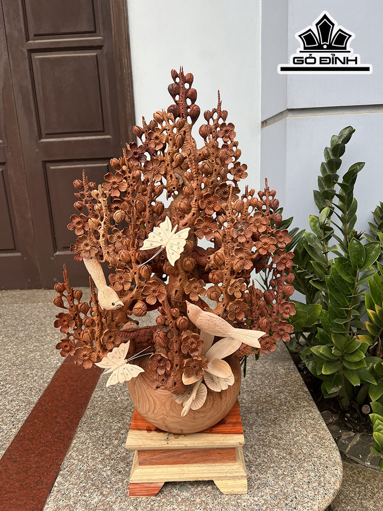 Bình Hoa Mai Lan Gỗ Hương Cao 83 Ngang 50 Sâu 32 (cm)