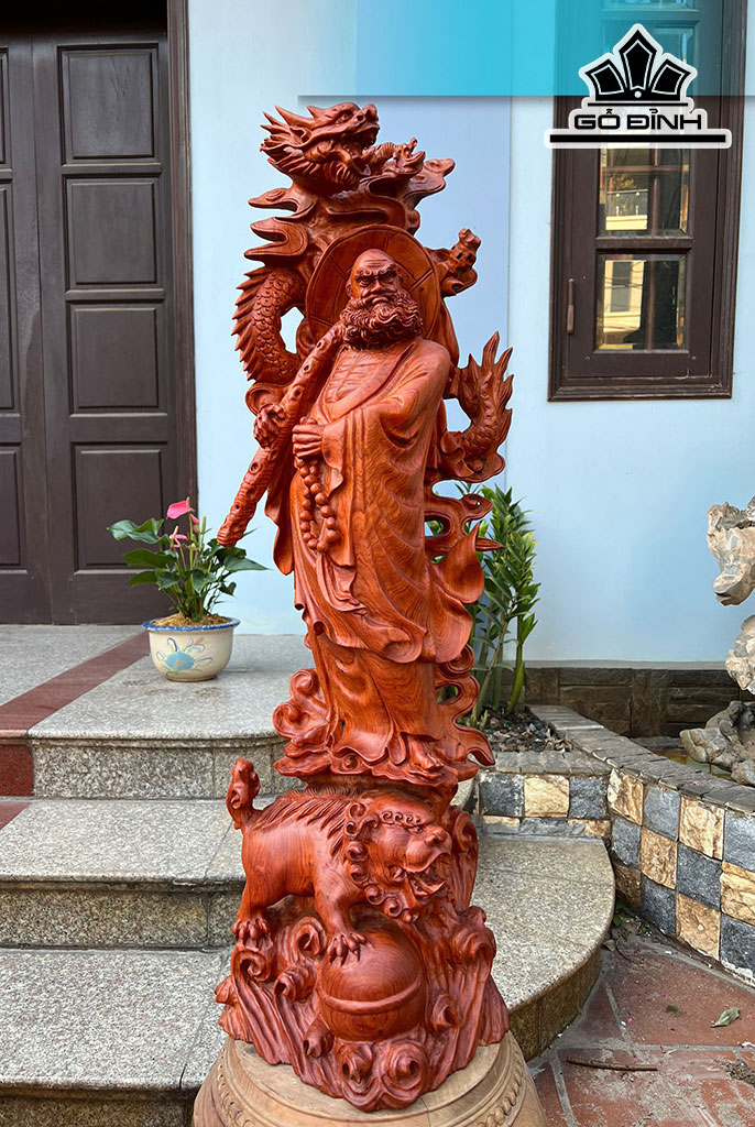 Tượng Đạt Ma Sư Tổ Gỗ Hương Cao 100 Ngang 30 Sâu 28 (cm)