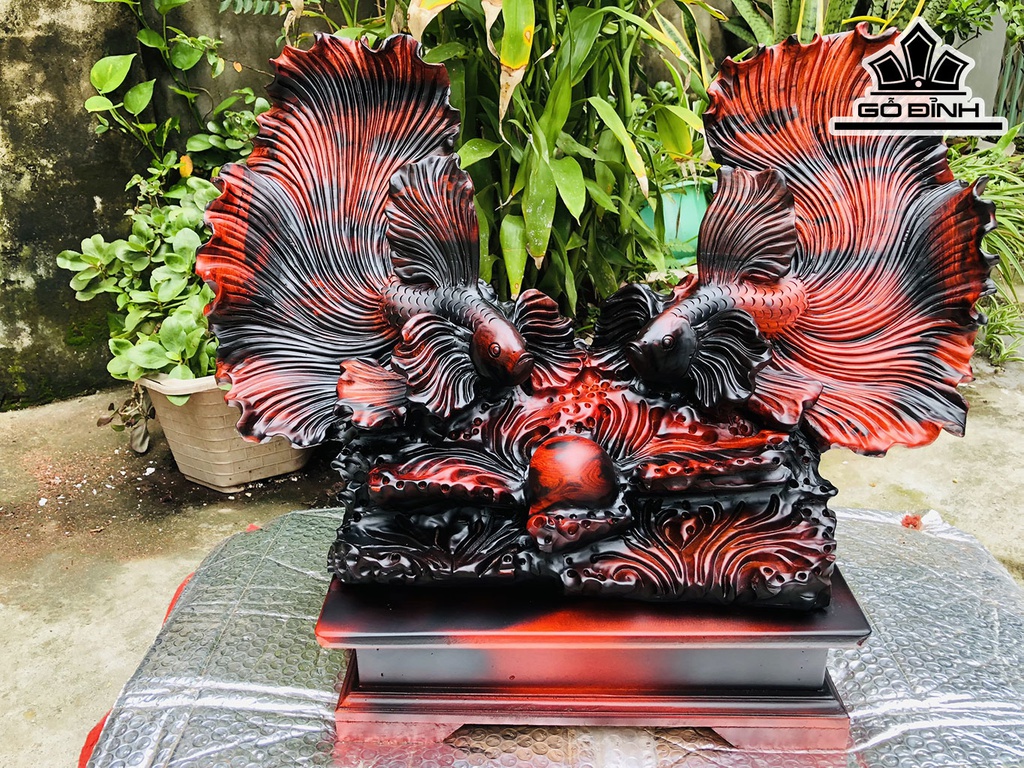 Tượng Cá Xiêm Gỗ Trắc Cao 44 Ngang 56 Sâu 26 (cm)