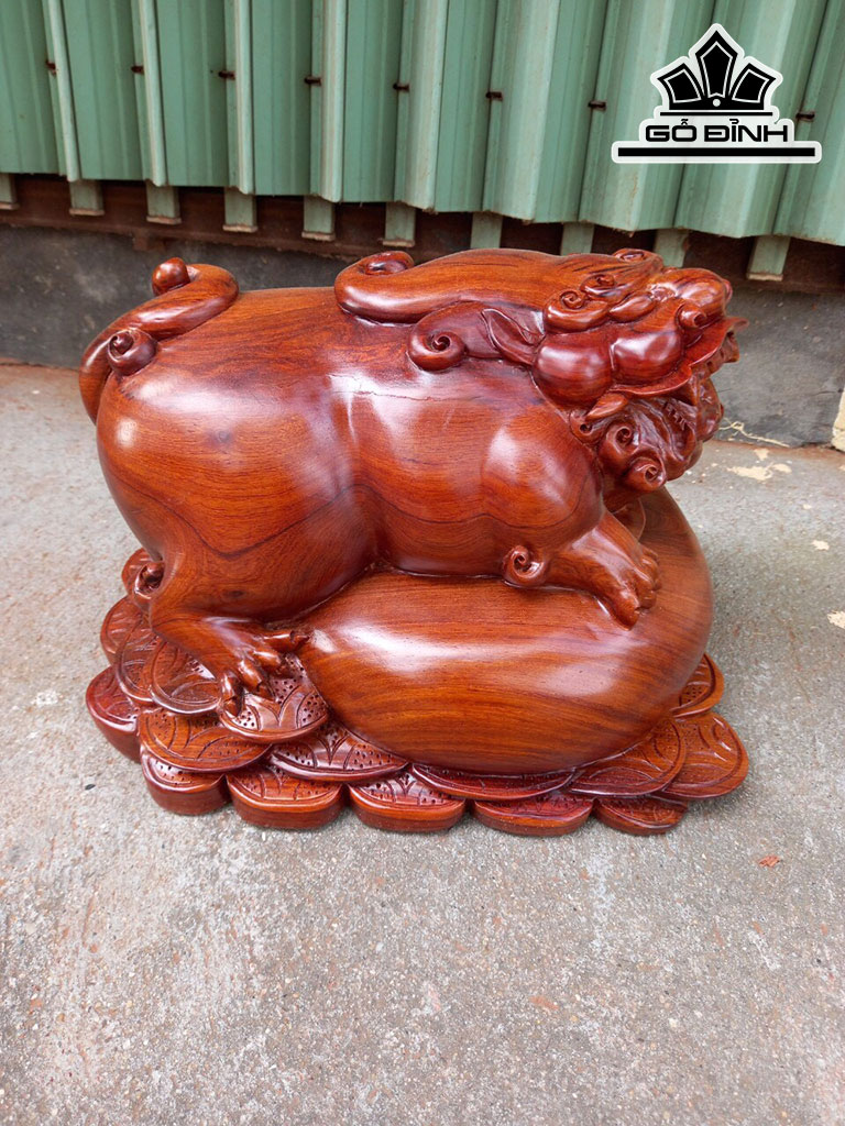 Tượng Nghê Gỗ Hương Ngang 38 Cao 28 Sâu 28 (cm)