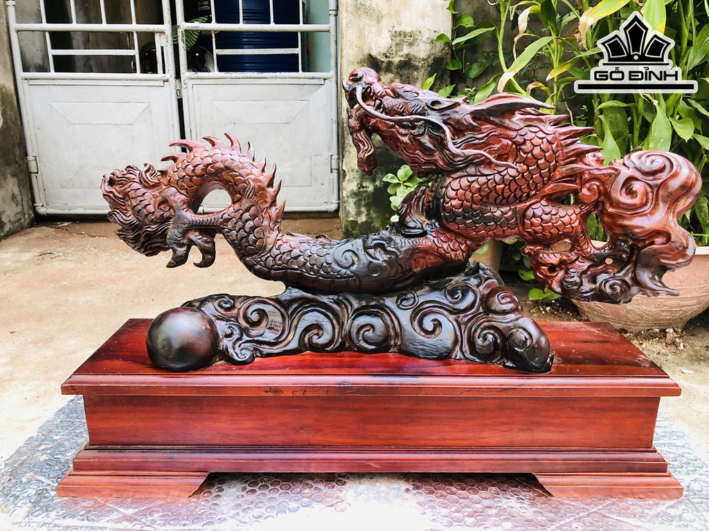 Tượng Nhất Long Gỗ Trắc Ngang 57 Cao 41 Sâu 15 (cm)