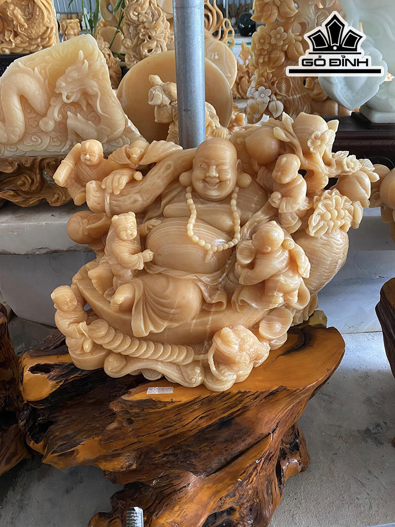 Tượng Di Lặc Ngũ Phúc Đá Ngọc Hoàng Long Cao 152 Ngang 79 (cm)