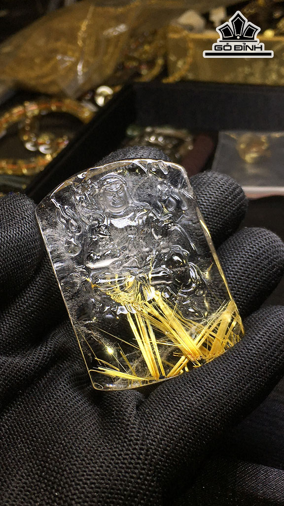 Mặt Dây Chuyền Động Thiên Minh Đá Thạch Anh Tóc Vàng Cao 54,8 Ngang 39,2 Sâu 8,8 (mm) 37,9gr