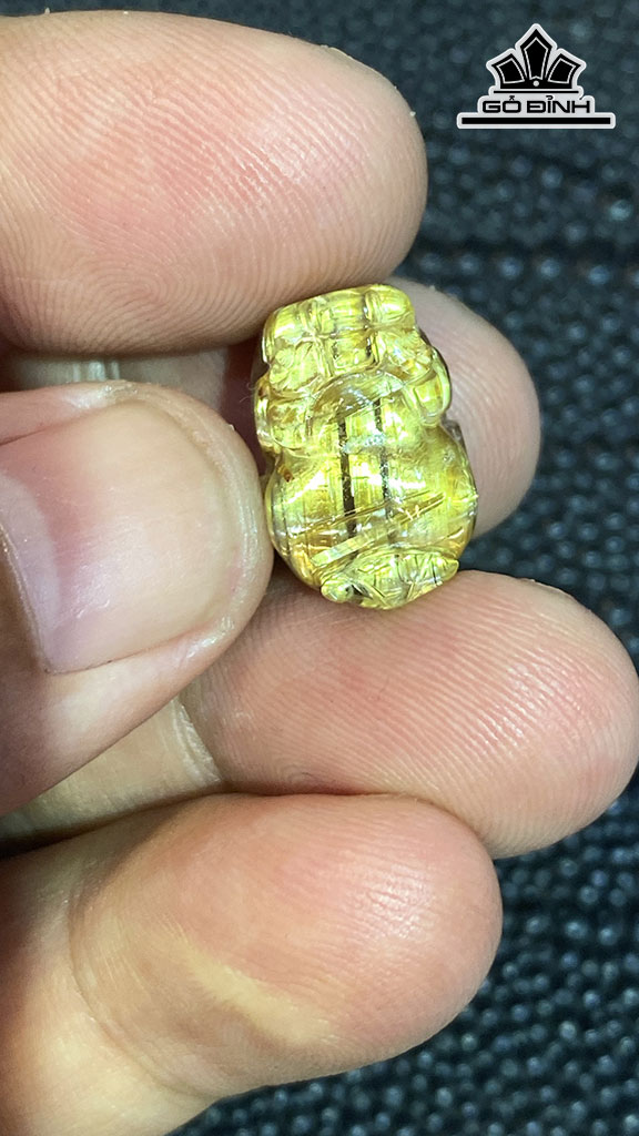Mặt Dây Chuyền Tỳ Hưu Đá Thạch Anh Tóc Vàng Cao 16,5 Ngang 11 Sâu 8,2 (mm) 2,6gr