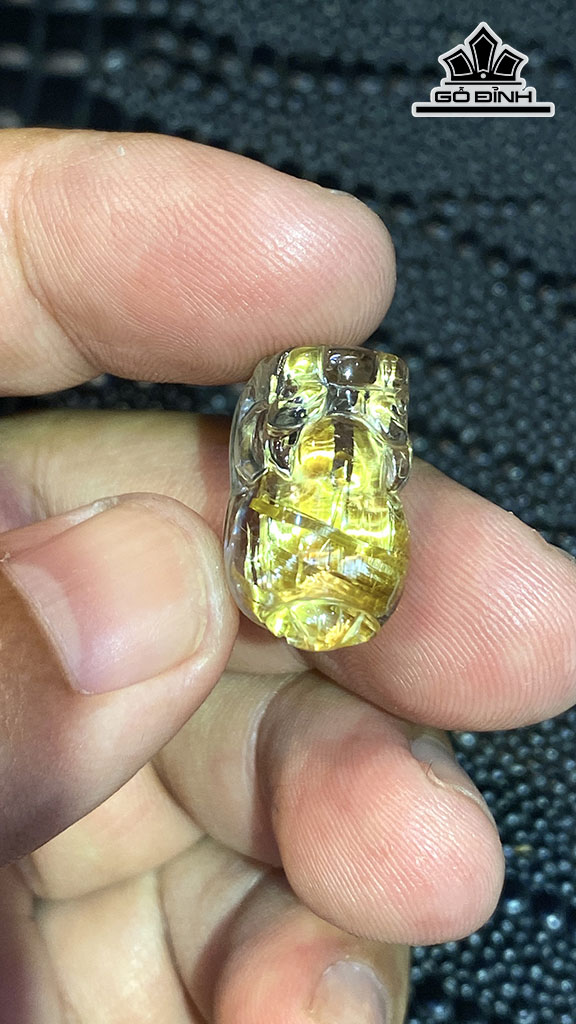 Mặt Dây Chuyền Tỳ Hưu Đá Thạch Anh Tóc Vàng Cao 20 Ngang 11,8 Sâu 11,8 (mm) 5,5gr