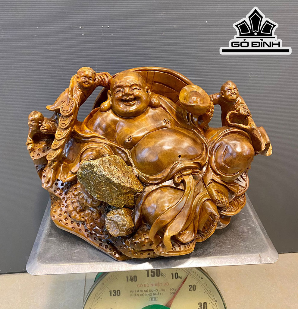 Tượng Phật Di Lặc Gỗ Xá Xị Cao 28 Ngang 45 Sâu 28 (cm)