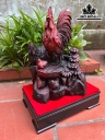 Tượng Gia Đình Gà Phong Thủy Gỗ Trắc Cao 35 Ngang 25 Sâu 28 (cm)