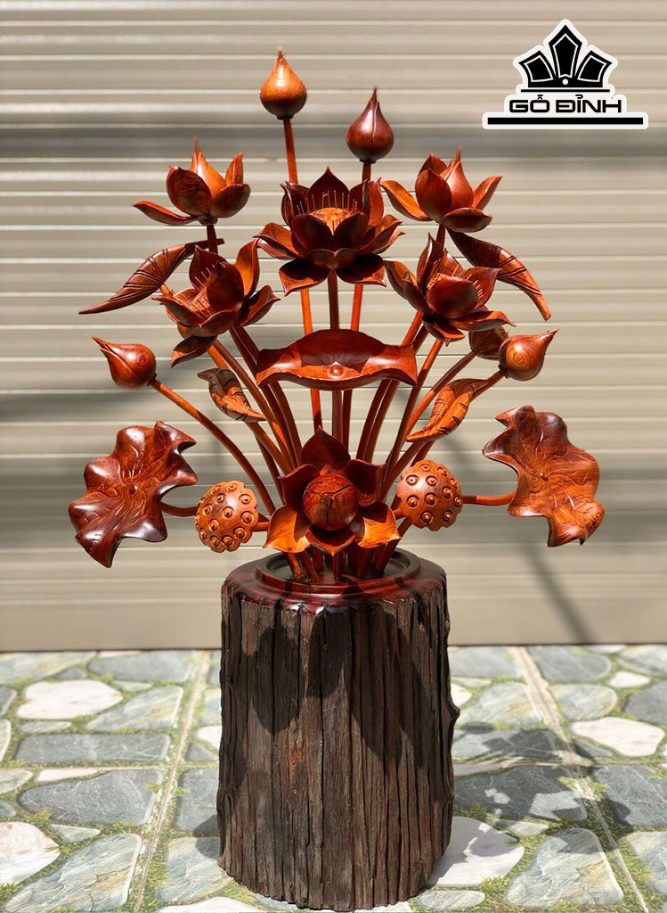 Bình Hoa Sen Gỗ Hương Cao 100 Ngang 61 Sâu 40 (cm)