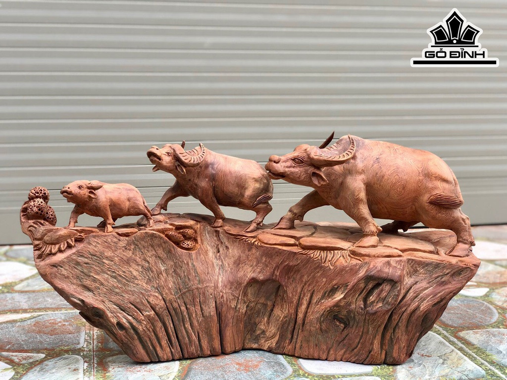 Cầu Trâu Gỗ Hương Cao 36 Ngang 70 Sâu 26 (cm)