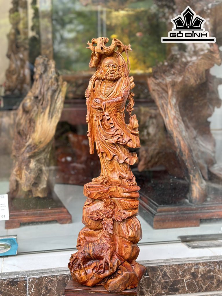 Tượng Đạt Ma Sư Tổ Gỗ Sưa Cao 60 Ngang 20 Sâu 17 (cm)
