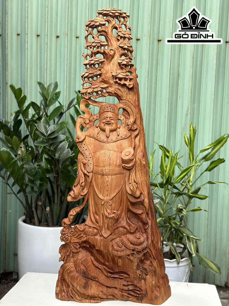 Tượng Thần Tài Gỗ Ngọc Am Cao 100 Ngang 42 Sâu 15 (cm)