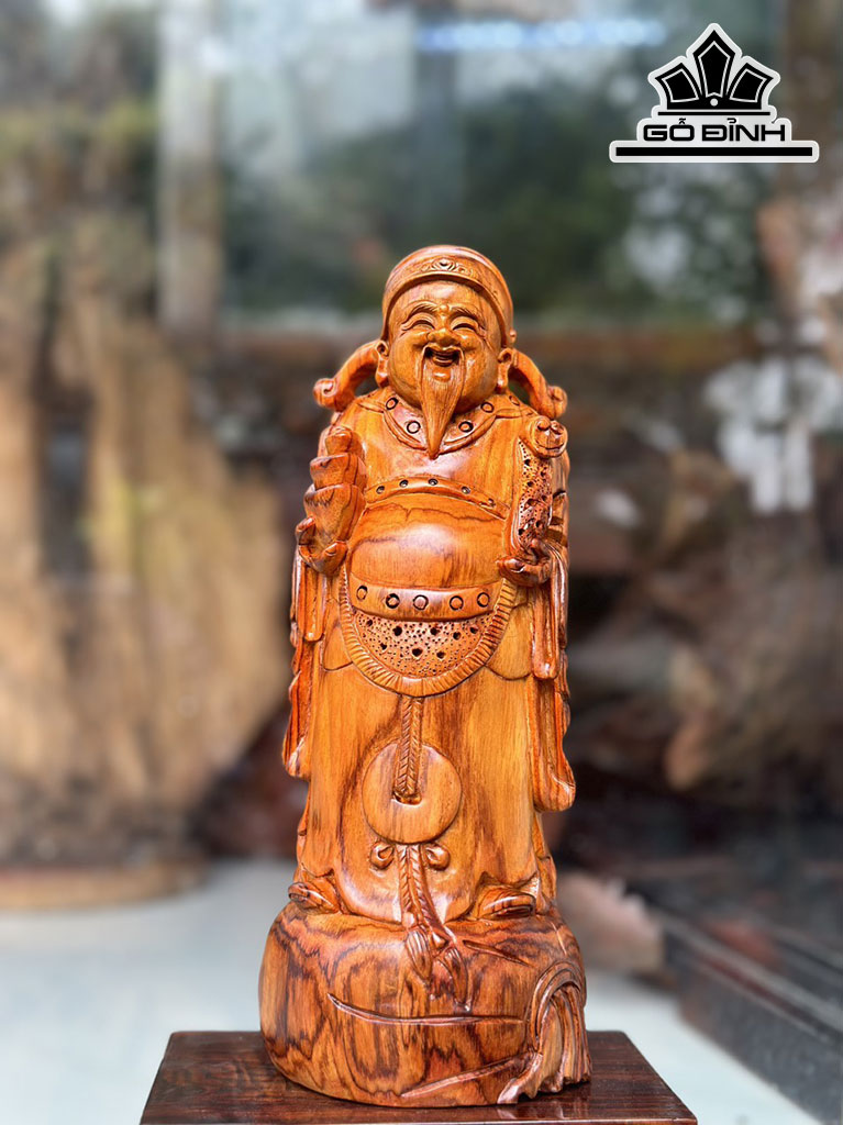Tượng Thần Tài Gỗ Sưa Cao 29 Ngang 12 Sâu 9 (cm)