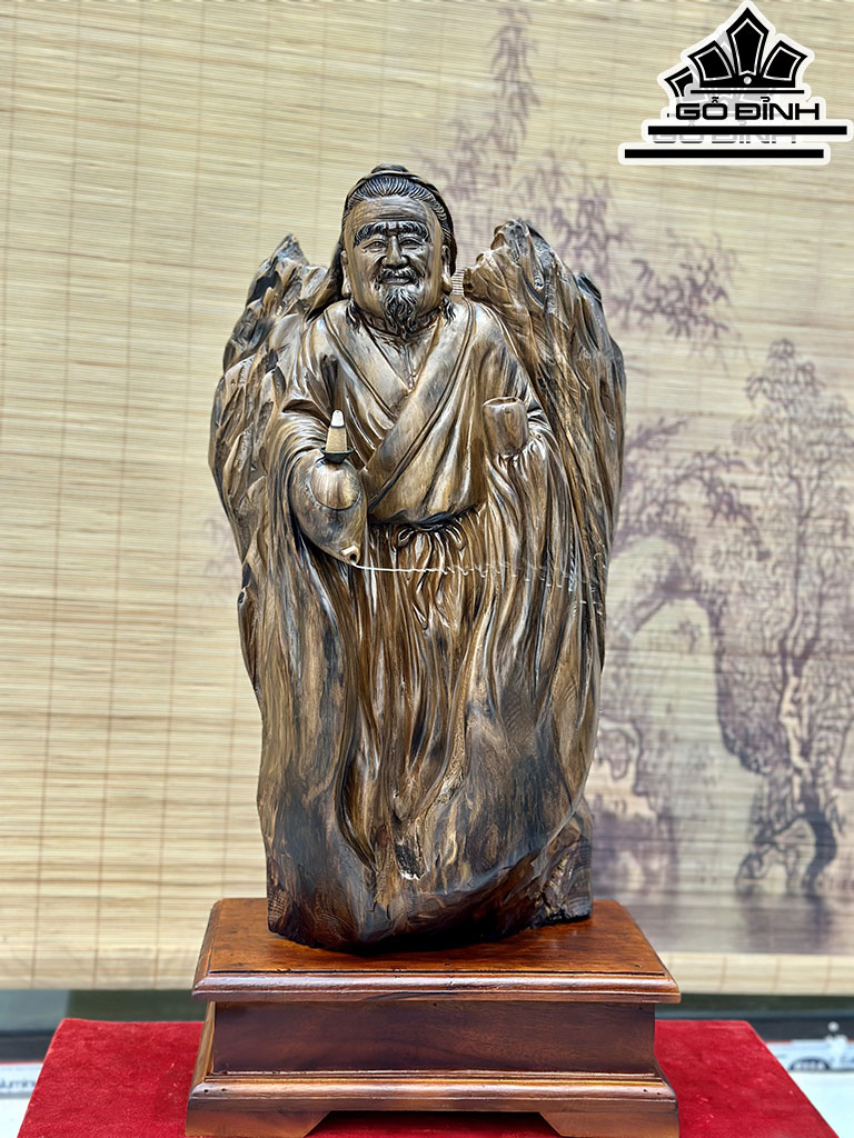 Tượng Thần Trà Gỗ Lũa Bách Xanh Cao 51 Ngang 30 Sâu 17 (cm)