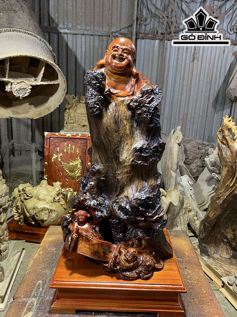 Tượng Phật Di Lặc Gỗ Hương Cao 61 Ngang 35 Sâu 28 (cm)