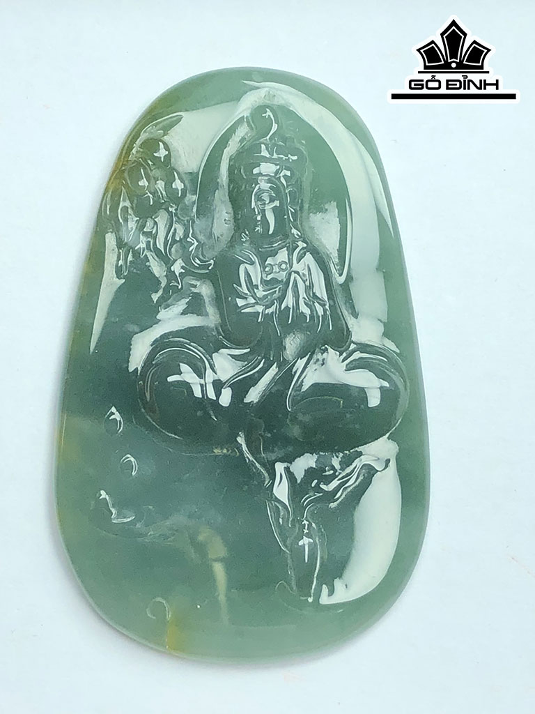 Mặt Dây Chuyền Quan Âm Đá Cẩm Thạch Cao 58 Ngang 36 Sâu 6 (mm) 19gr