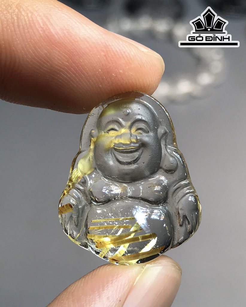 Mặt Dây Di Lặc Đá Thạch Anh Tóc Vàng Cao 24,5 Ngang 20 Sâu 7 (mm) 4,2gr