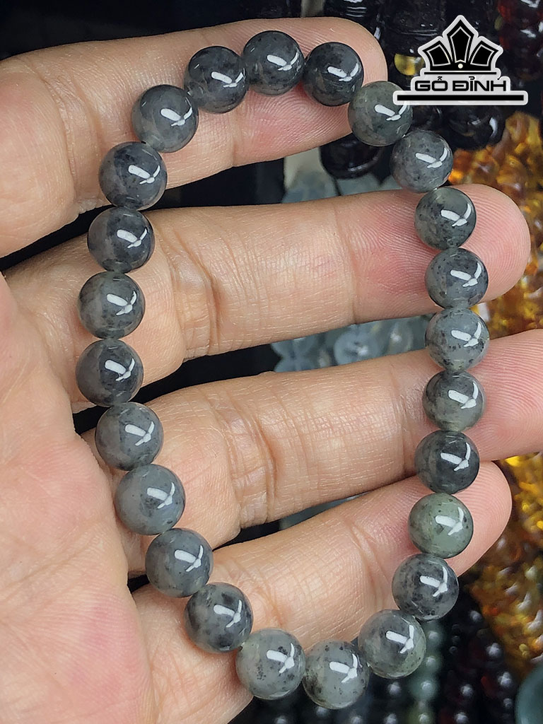 Vòng Tay Đá Cẩm Thạch Đen Đường Kính Hạt 8 (mm) 20,5gr