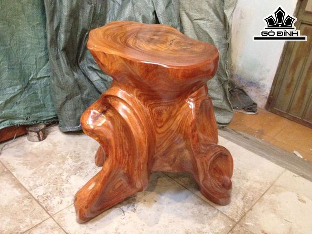 Đôn Gỗ, Đôn Gốc Cây Gỗ Gõ Đỏ (Cà te) Cao 50 Ngang 52 Sâu 38 Mặt 44-33 (cm) DC156