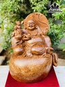 Tượng Phật Di Lặc Ngồi Bao Tiền Gỗ Nu Ngọc Am Cao 38 Ngang 35 Sâu 25 (cm)