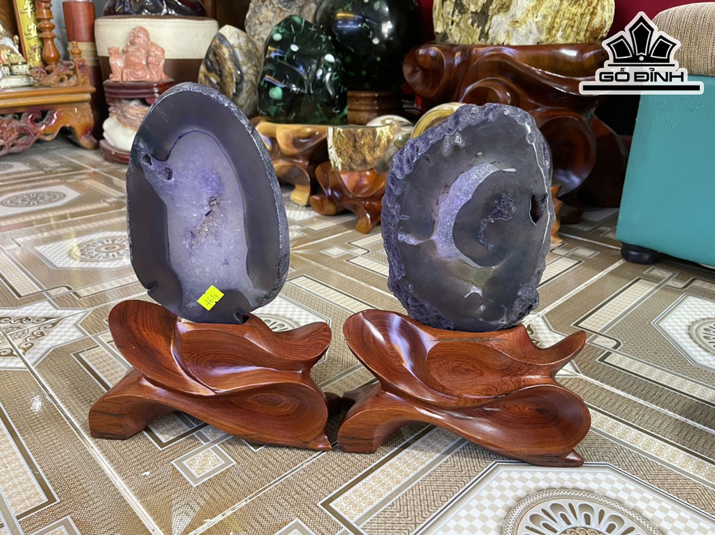 Tác Phẩm Cặp Đôi Đá Mã Não Cao 28 (cm) 2,8kg