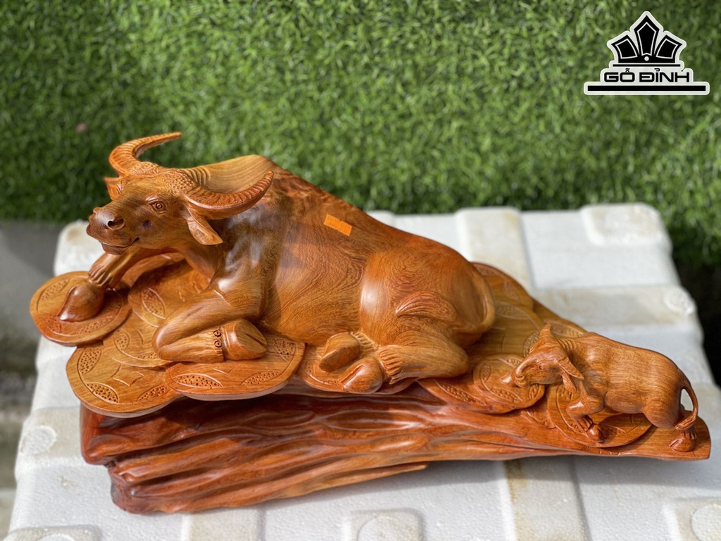 Tượng Trâu Gỗ Hương Cao 27 Ngang 50 Sâu 22 (cm)