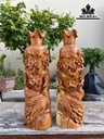Cặp Bình Phu Thê Gỗ Hương Cao 68 Ngang 24 Sâu 18 (cm)