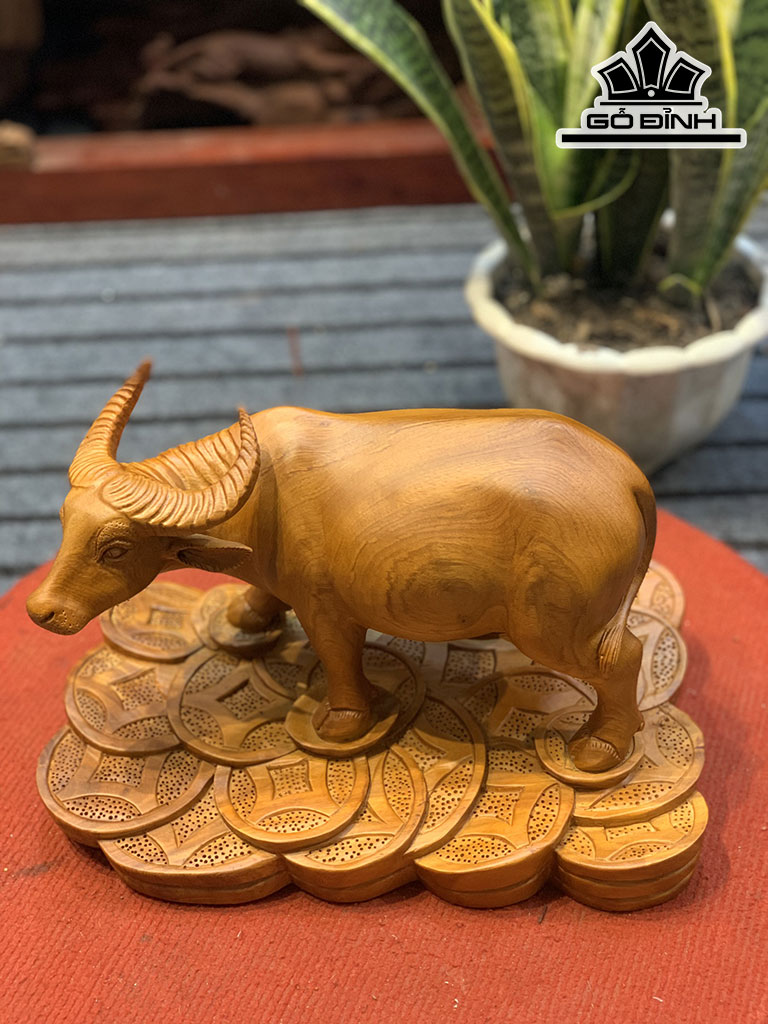 Tượng Trâu Gỗ Hương Cao 22 Ngang 33 Sâu 21 (cm)