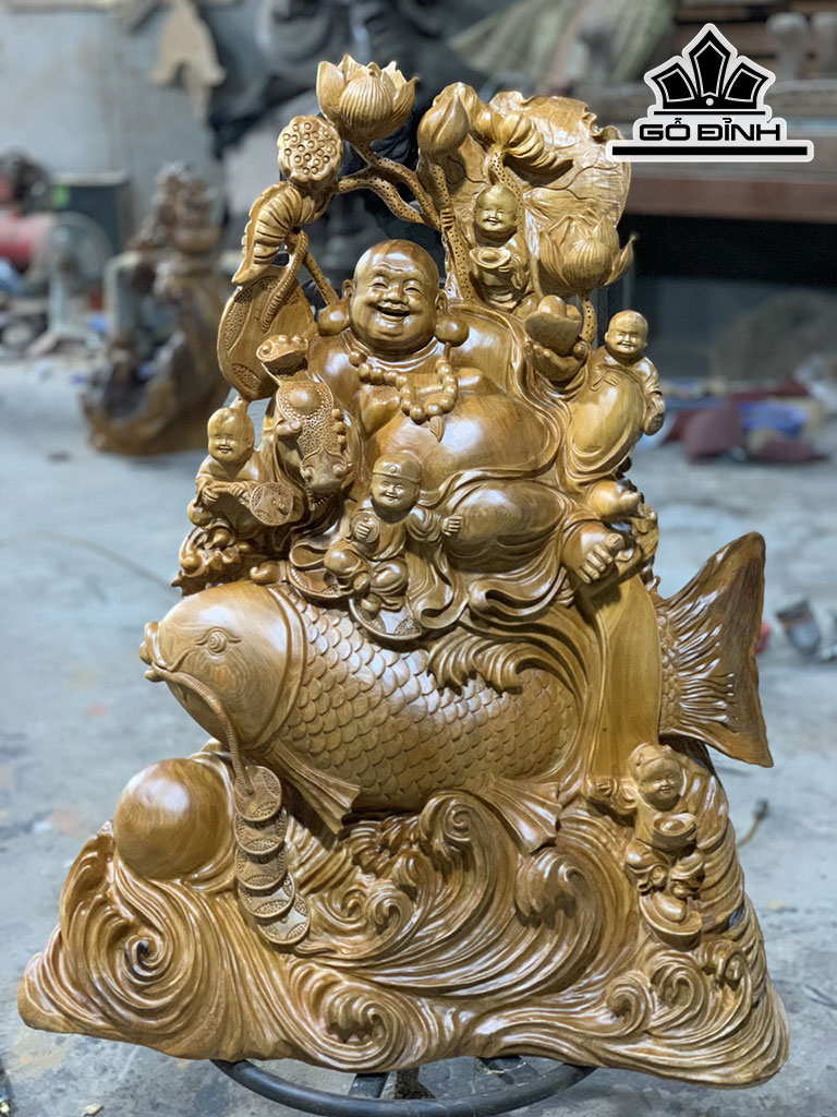 Tượng Phật Di Lặc Gỗ Ngọc Am Cao 95 Ngang 76 Sâu 28 (cm)