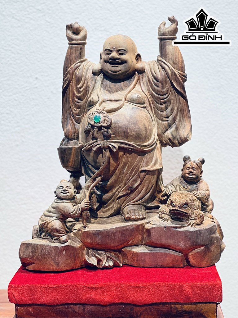 Tượng Phật Di Lặc Gỗ Trắc Cao 32 Ngang 27 Sâu 19 (cm)