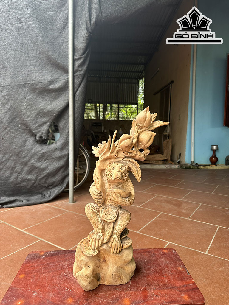 Tượng Khỉ Gỗ Ngọc Am Cao 58 Rộng 27 Sâu 15 (cm)