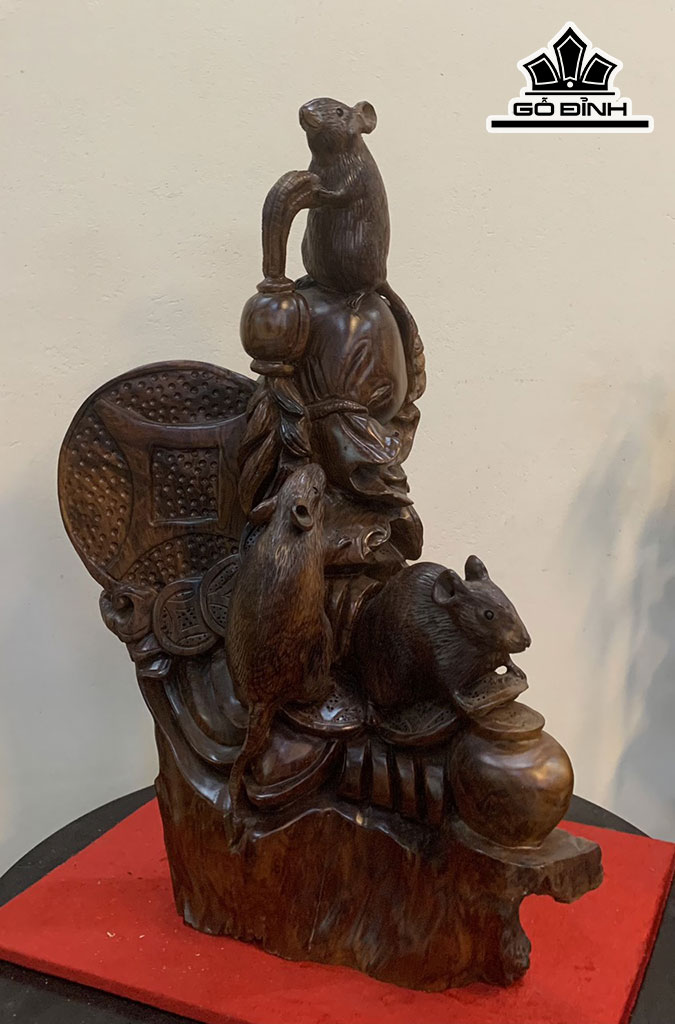 Cầu Chuột Phong Thủy Gỗ Cẩm Cao 54 Ngang 37 Sâu 23 (cm)