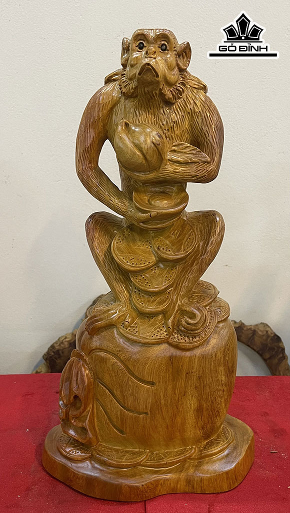Tượng Khỉ Gỗ Hương Cao 45 Ngang 25 Sâu 18 (cm)