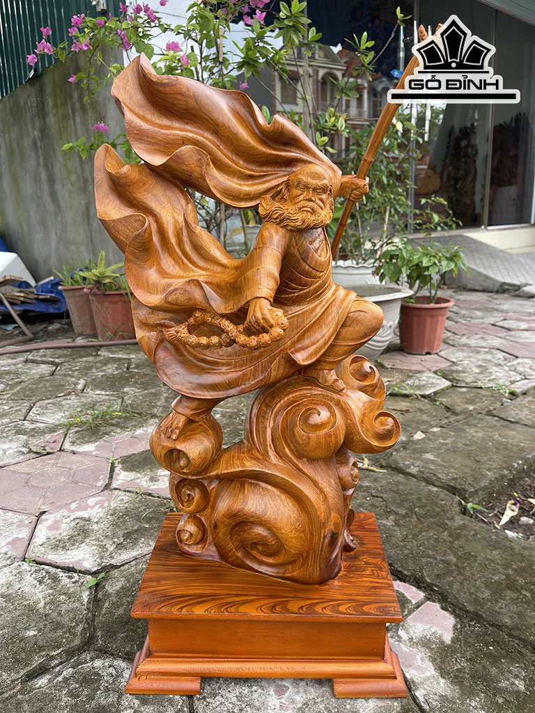 Tượng Đạt Ma Sư Tổ Gỗ Hương Cao 60 Ngang 33 Sâu 22 (cm)