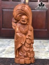 Tượng Di Lặc Vác Bị Tiền Gỗ Ngọc Am Cao 60 Ngng 22 Sâu 16 (cm)