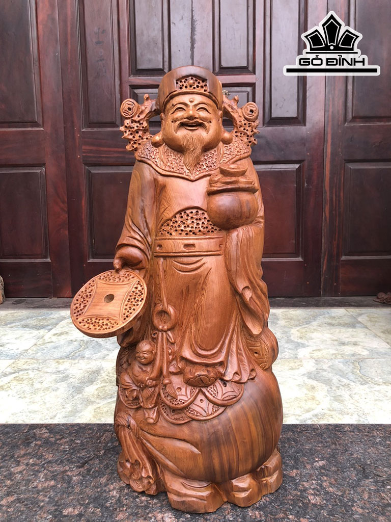 Tượng Thần Tài Gỗ Ngọc Am Cao 70 Ngang 29 Sâu 18 (cm)