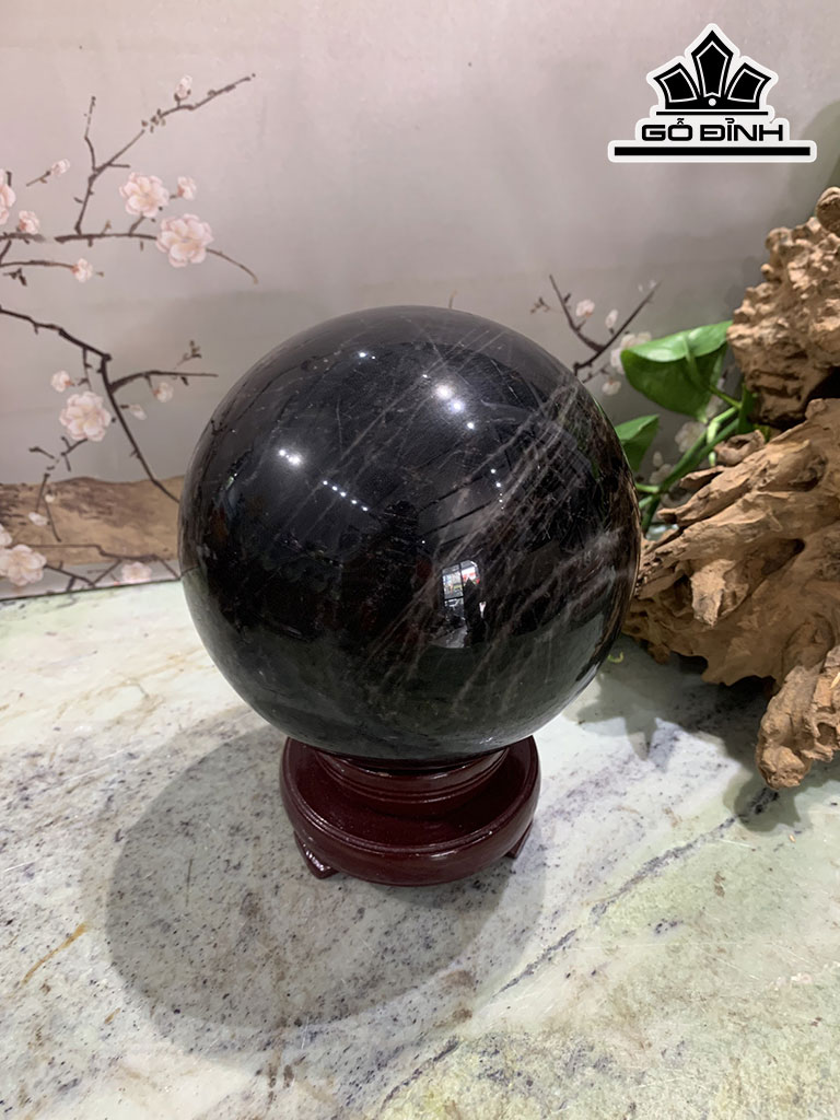 Bi Cầu Đá Thạch Anh Đen Đường Kính 13,8 (cm) 3,9kg