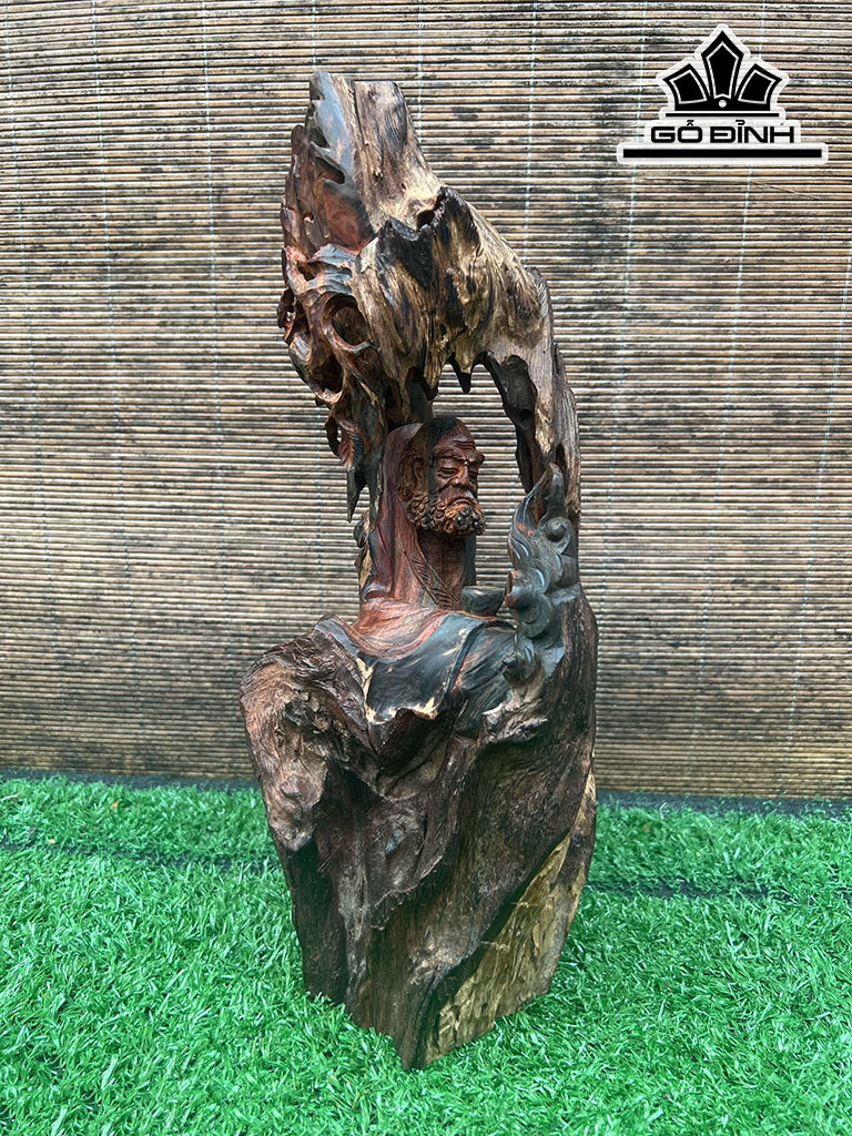 Tượng Đạt Ma Sư Tổ Gỗ Trắc Cao 36 Ngang 18 Sâu 14 (cm)