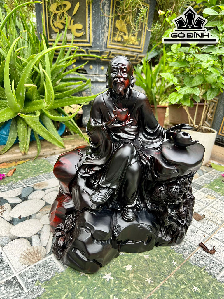 Tượng Thần Trà Gỗ Trắc Cao 29 Ngang 28 Sâu 20 (cm)