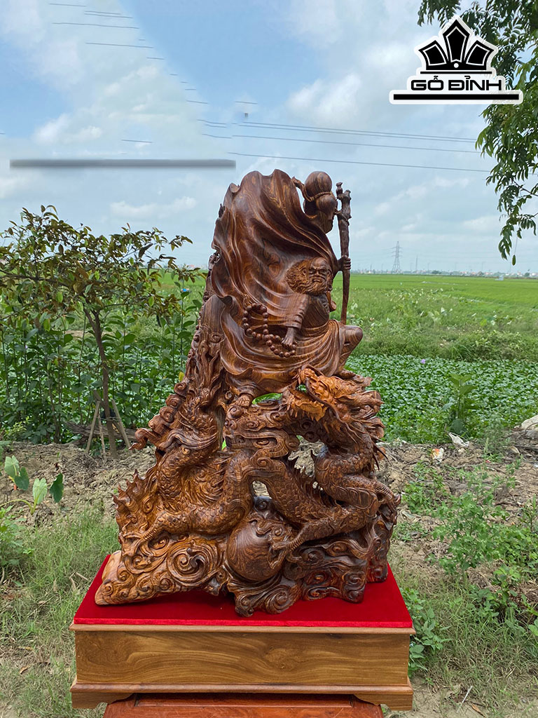 Tượng Đạt Ma Sư Tổ Gỗ Cẩm Cao 95 Ngang 67 Sâu 35 (cm)