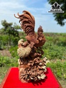 Tượng Gia Đình Gà Gỗ Hương Cao 70 Ngang 35 Sâu 25 (cm)