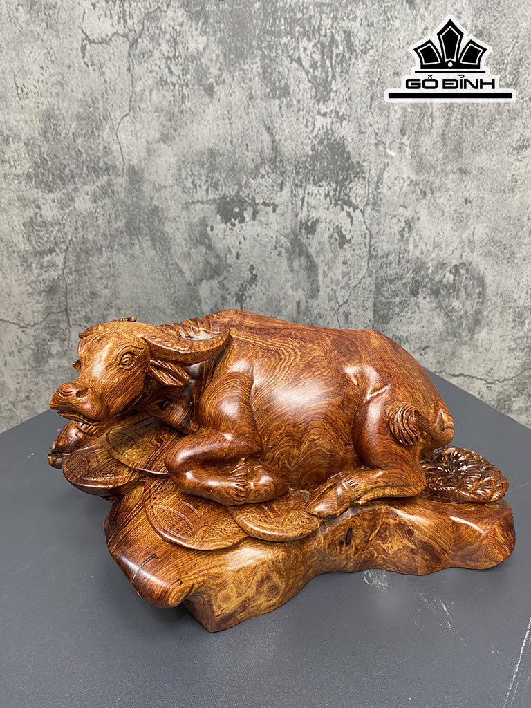 Tượng Trâu Gỗ Cẩm Cao 18 Ngang 31 Sâu 17 (cm)