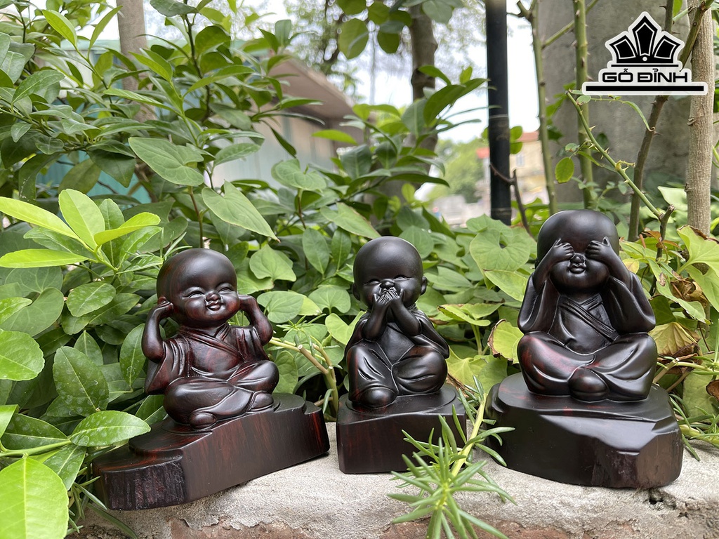 Bộ Tam Không Gỗ Trắc Cao 12 Ngang 10 Sâu 6 (cm)