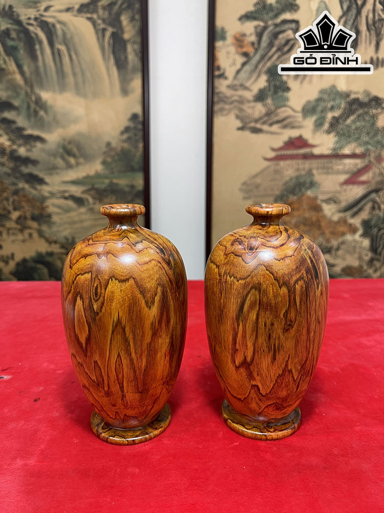 Cặp Bình Phú Quý Gỗ Sưa Cao 16 Đường Kính 9 (cm)
