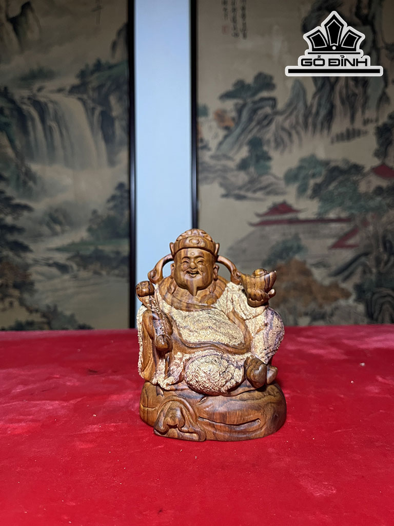 Tượng Thần Tài Gỗ Sưa Cao 13 Ngang 10,5 Sâu 10 (cm)