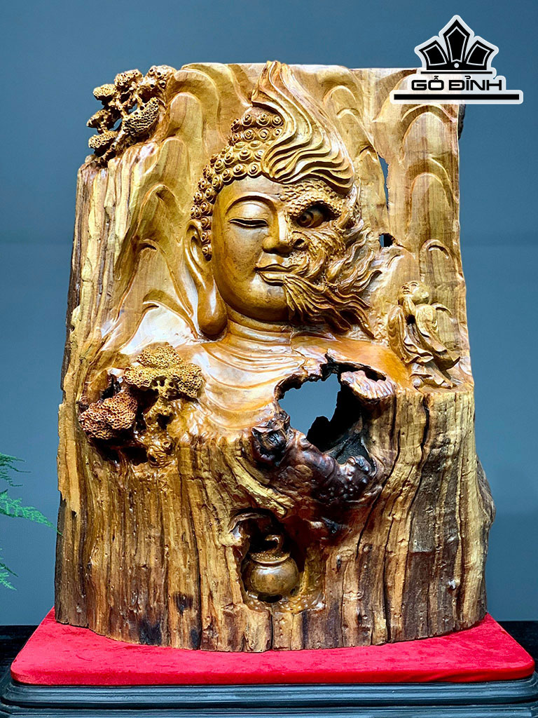 Tác Phẩm Thiện Ác Gỗ Hương Cao 73 Ngang 60 Sâu 28 (cm)